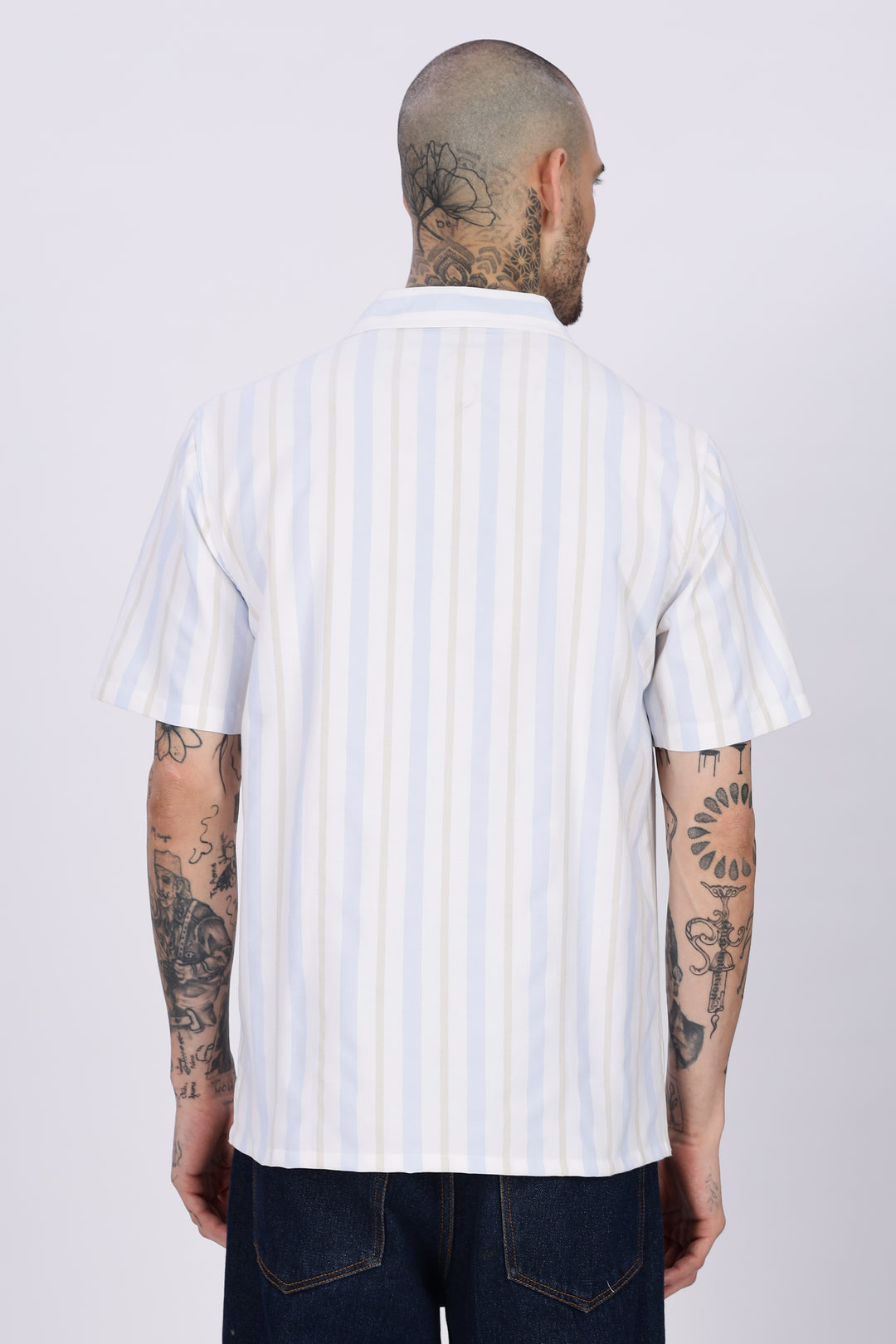Vintage Ship : Stripes Embroidery Cuban Shirt
