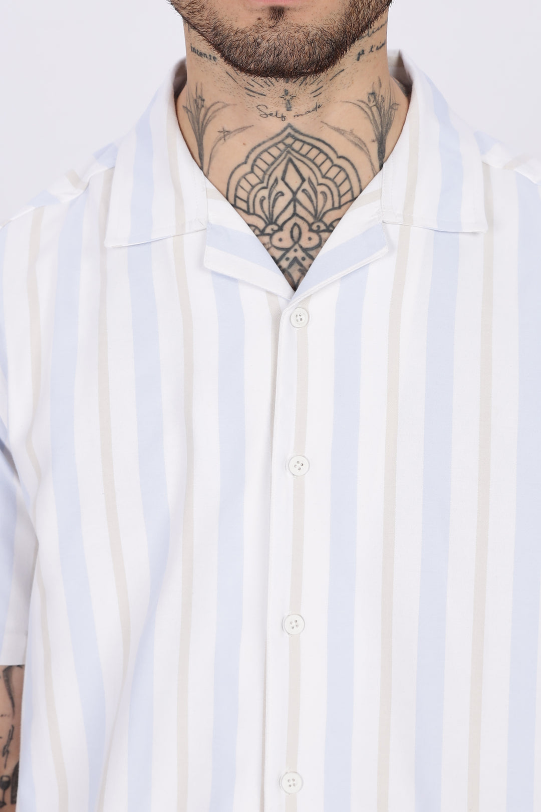 Vintage Ship : Stripes Embroidery Cuban Shirt