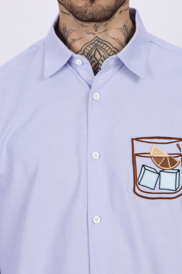Glass: Blue Embroidery Shirt