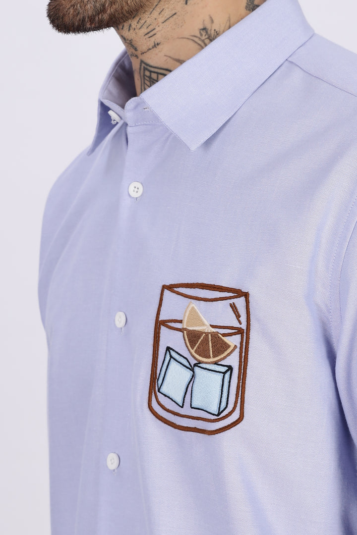 Glass: Blue Embroidery Shirt