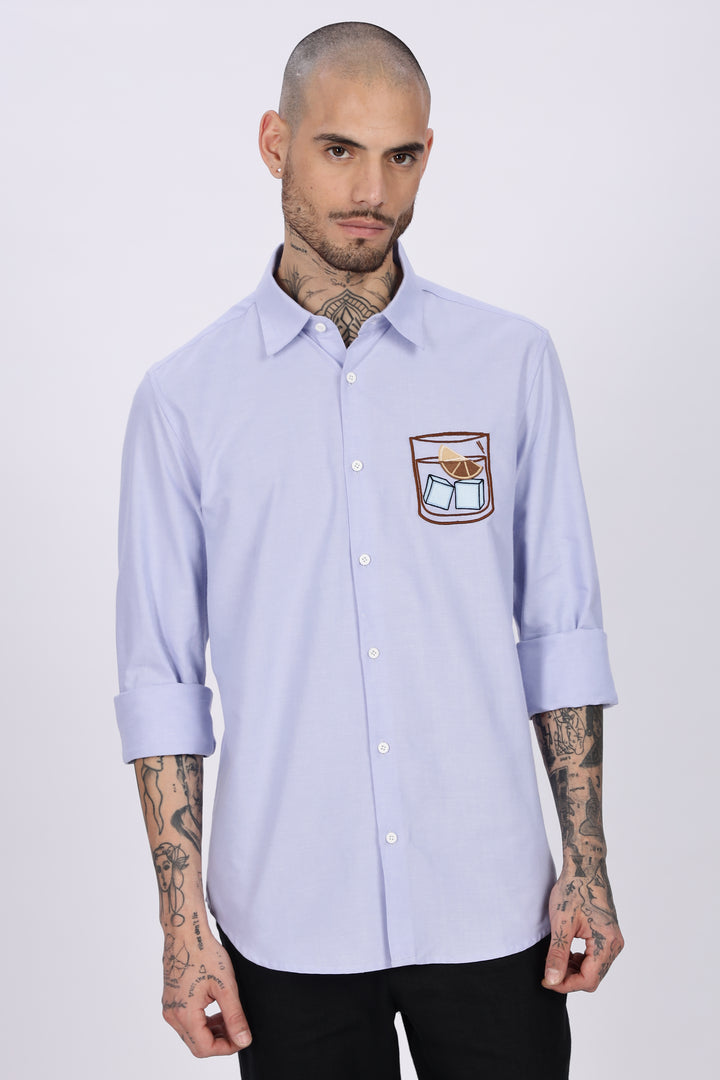 Glass: Blue Embroidery Shirt