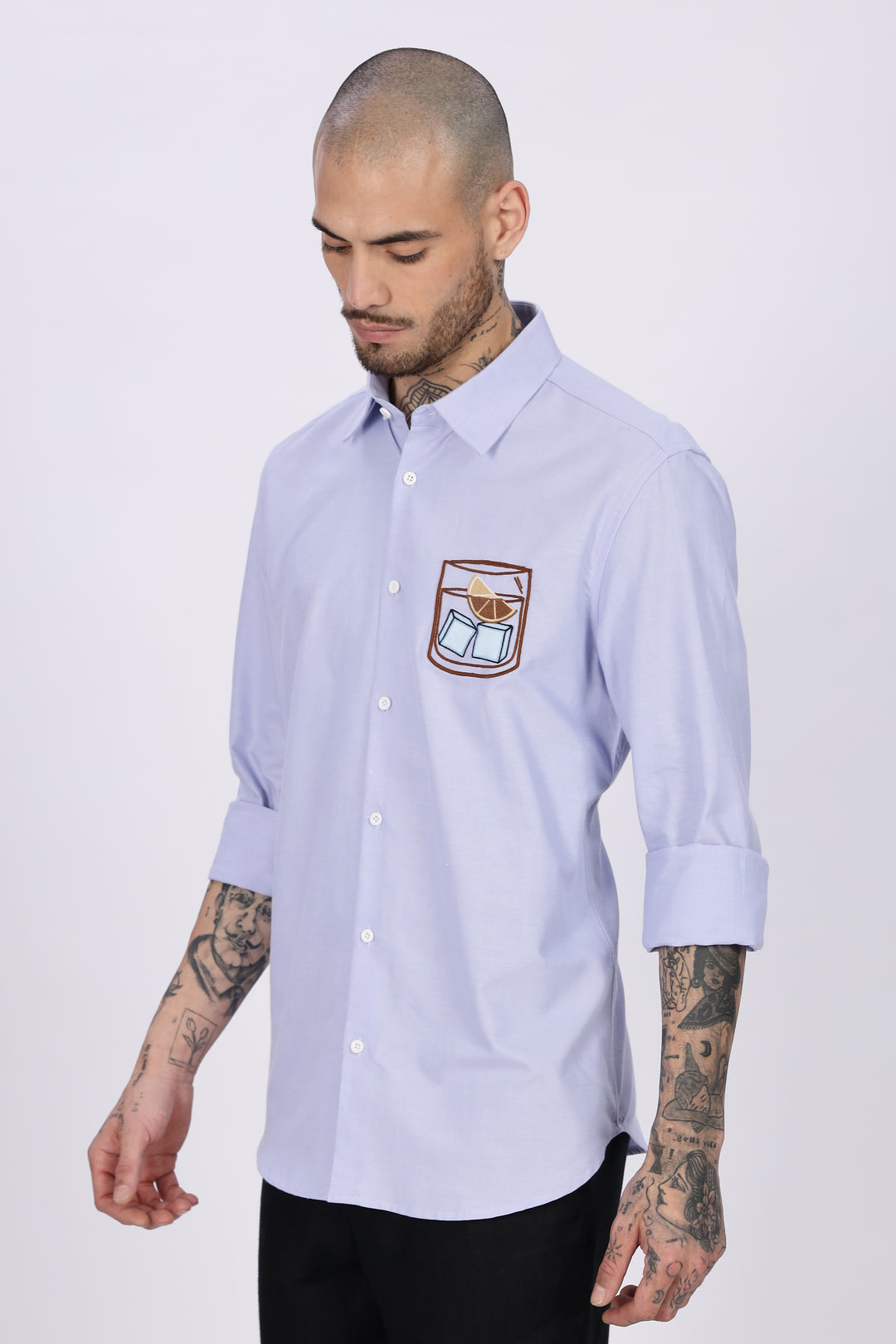Glass: Blue Embroidery Shirt