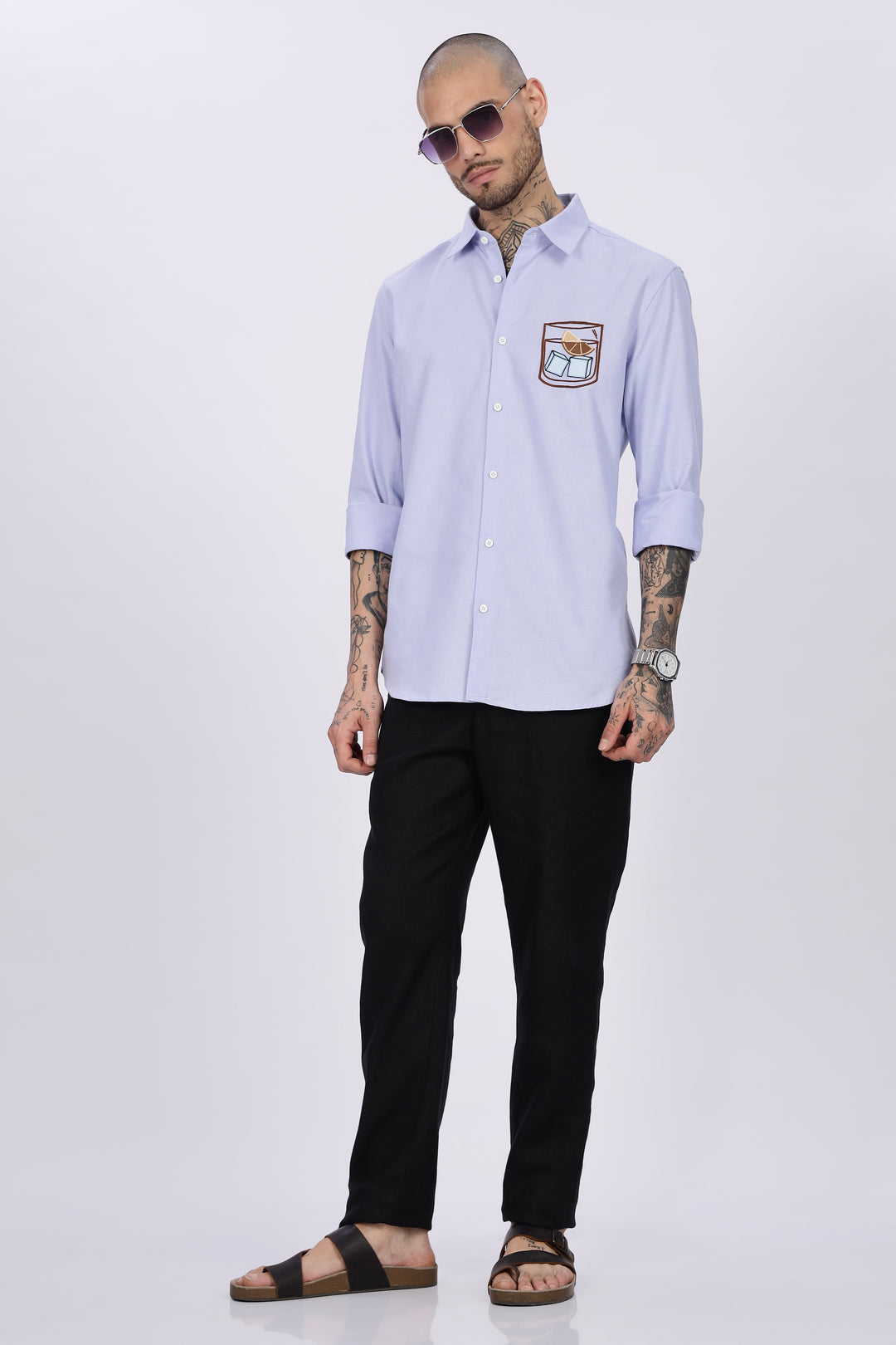 Glass: Blue Embroidery Shirt