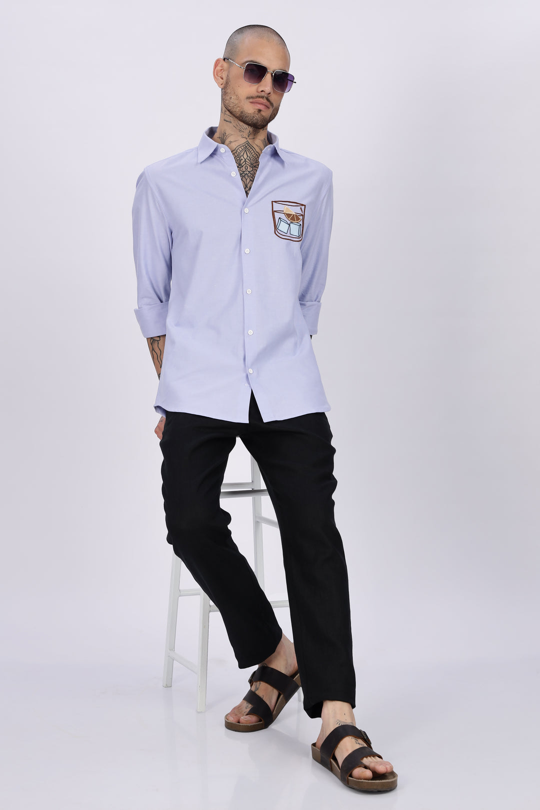 Glass: Blue Embroidery Shirt