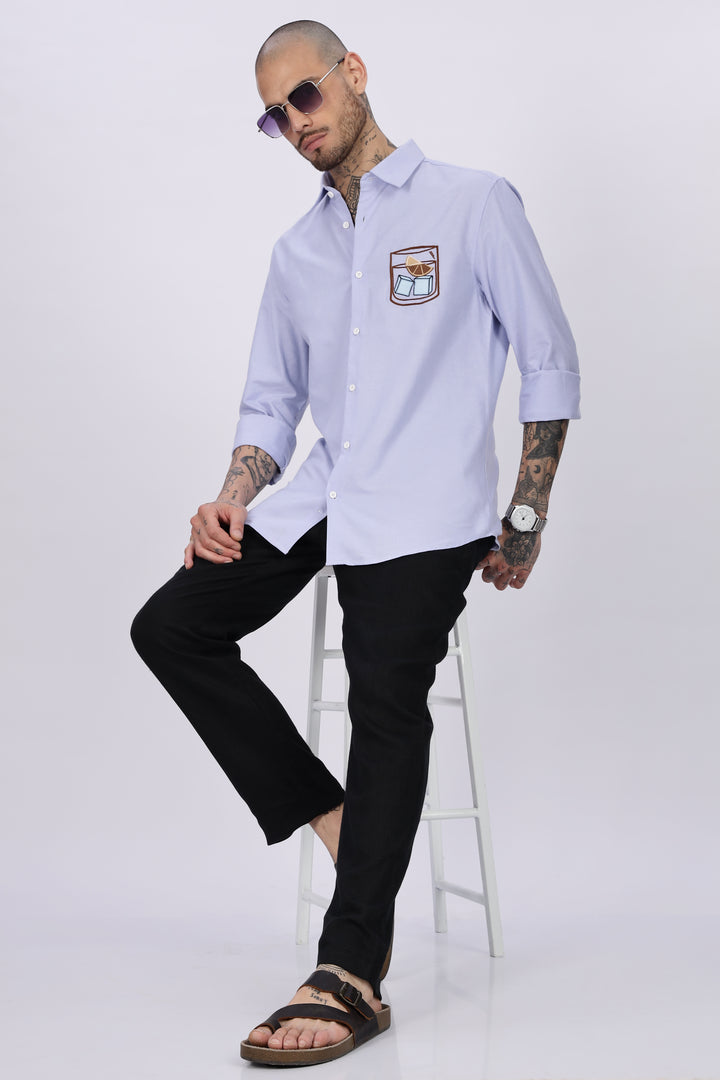 Glass: Blue Embroidery Shirt
