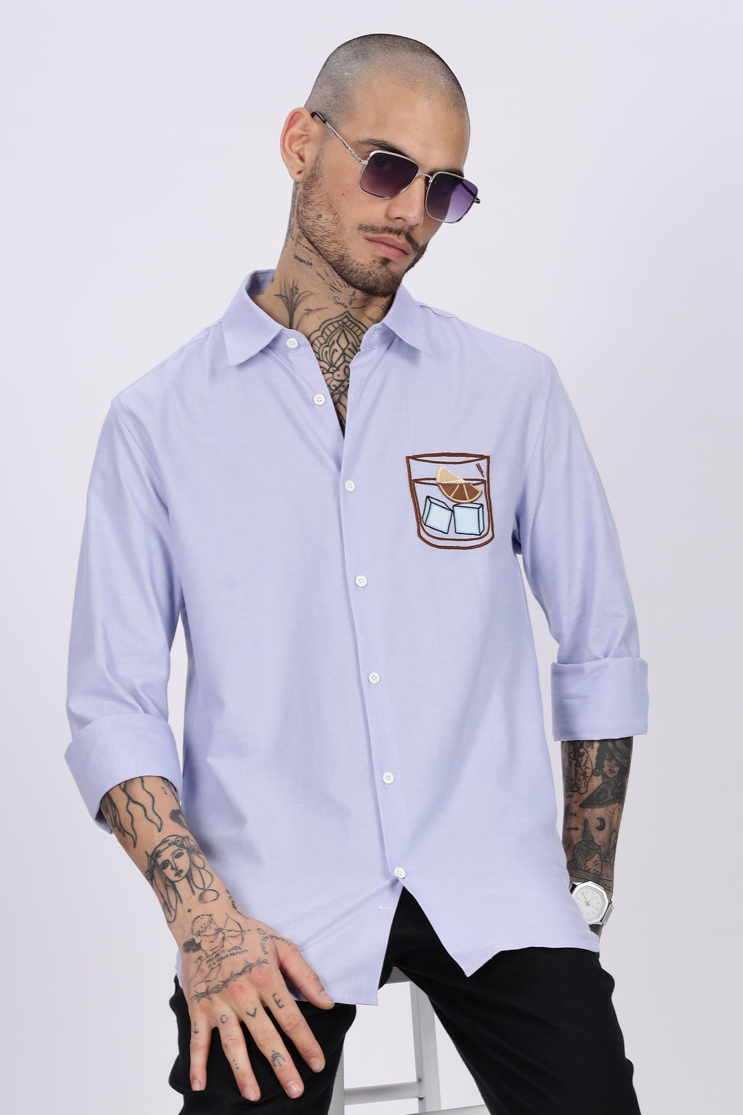 Glass: Blue Embroidery Shirt