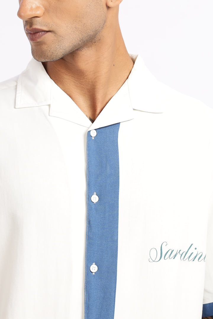 Ocean: Blue Oversized Boxy Fit Cuban Shirt