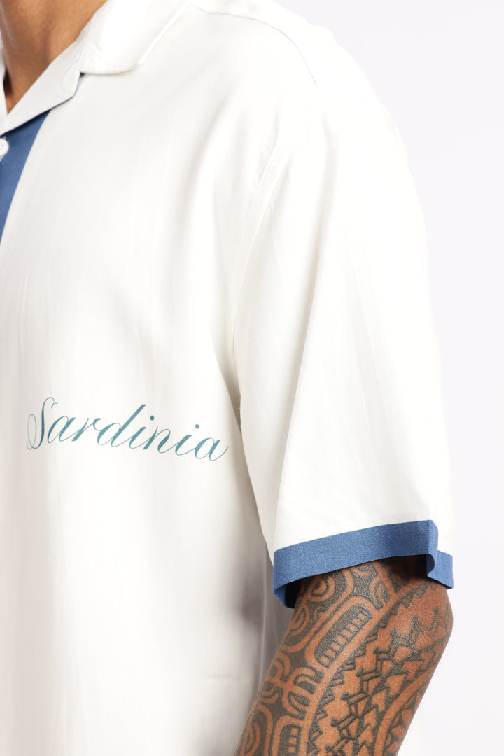 Ocean: Blue Oversized Boxy Fit Cuban Shirt