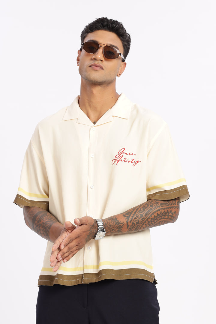 Olive: Boxy Oversized Cuban Shirt