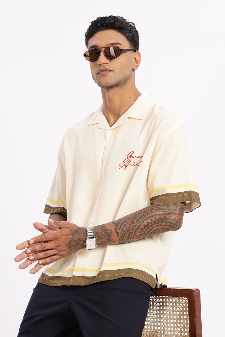 Olive: Boxy Oversized Cuban Shirt