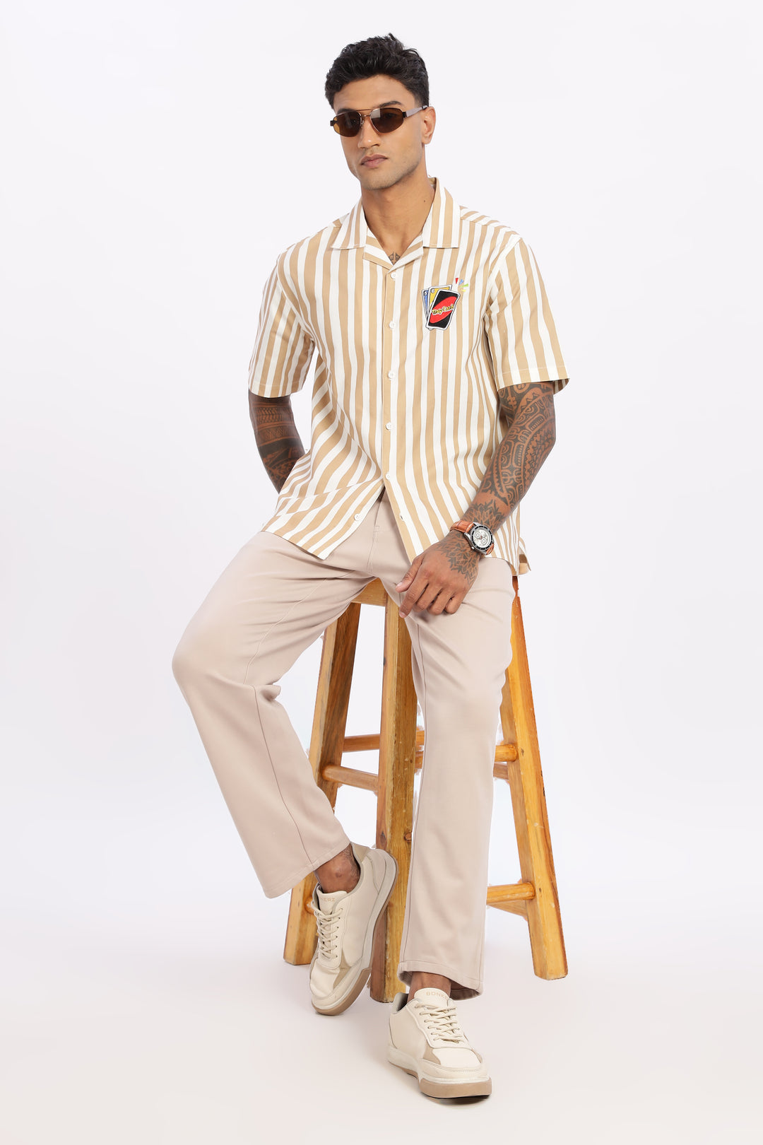 Cards: Brown Stripes Cuban Shirt