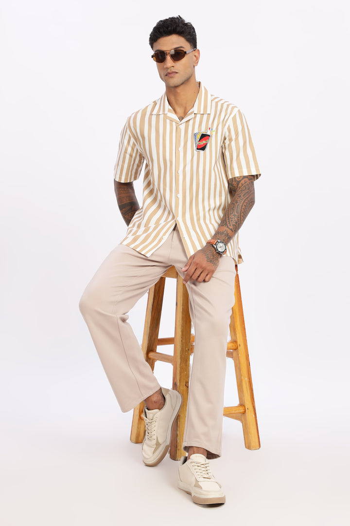 Cards: Brown Stripes Cuban Shirt