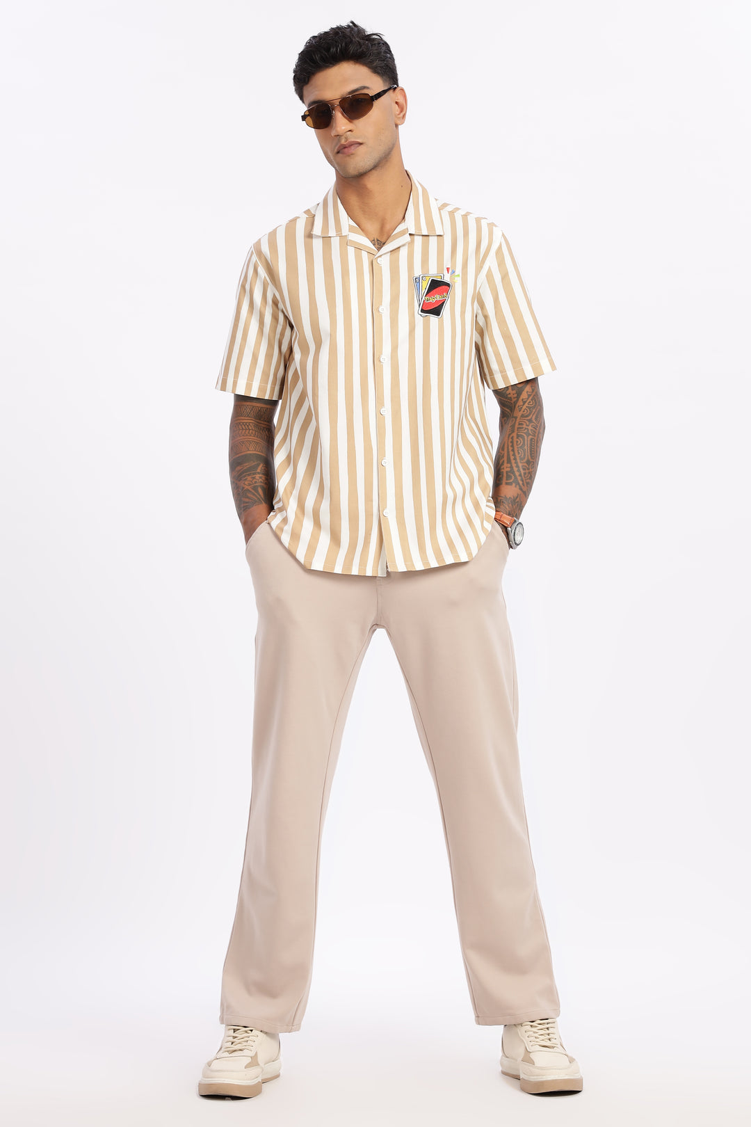 Cards: Brown Stripes Cuban Shirt