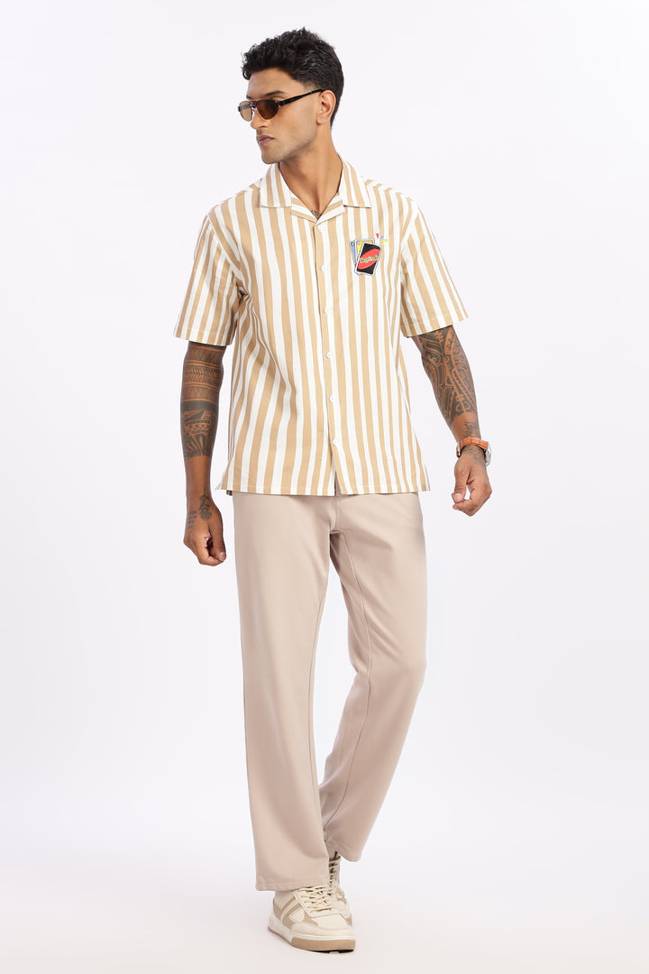 Cards: Brown Stripes Cuban Shirt