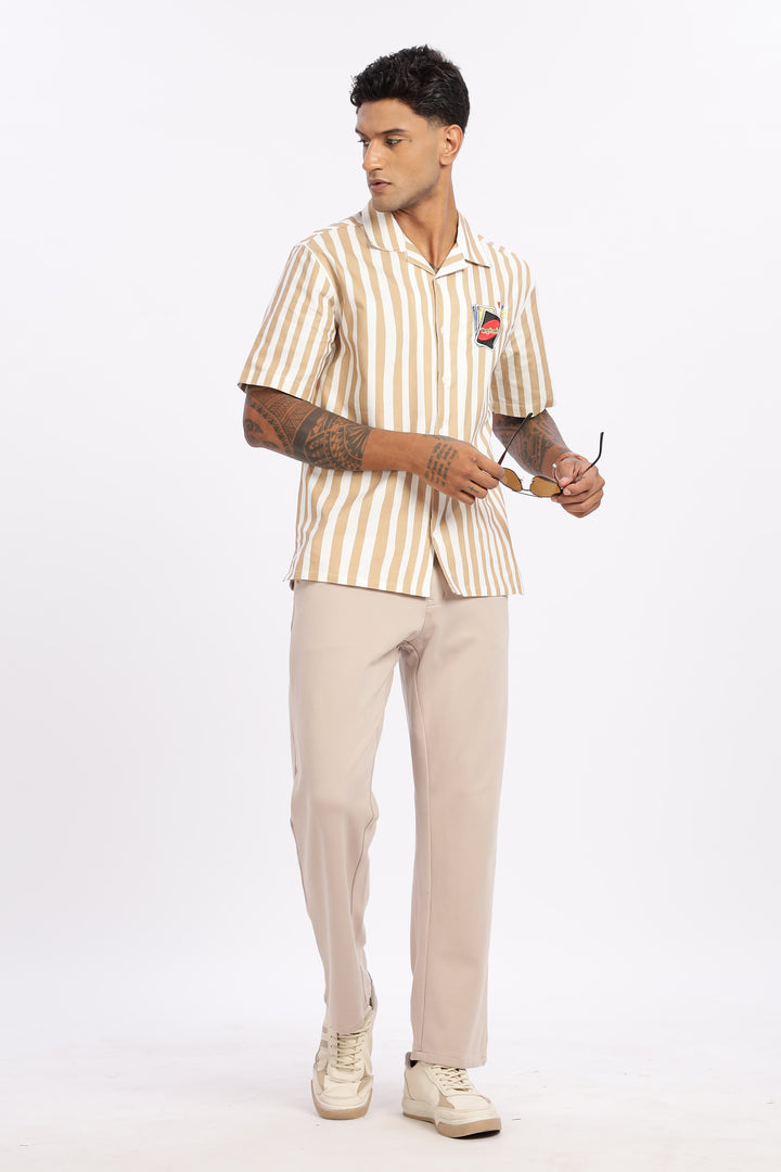 Cards: Brown Stripes Cuban Shirt