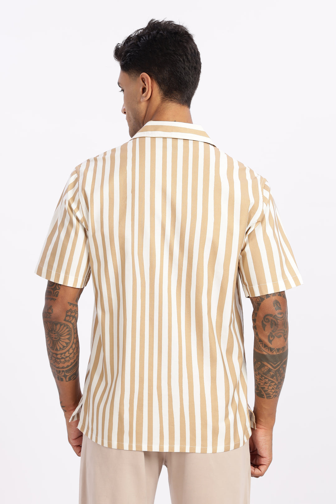 Cards: Brown Stripes Cuban Shirt