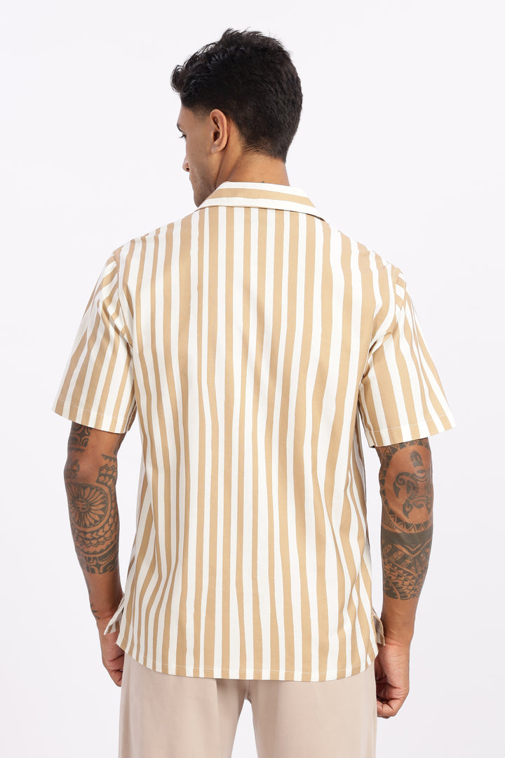 Cards: Brown Stripes Cuban Shirt