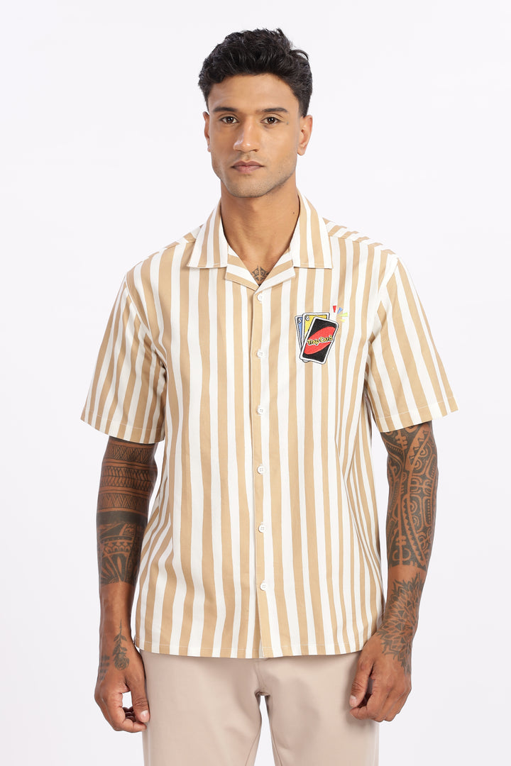 Cards: Brown Stripes Cuban Shirt