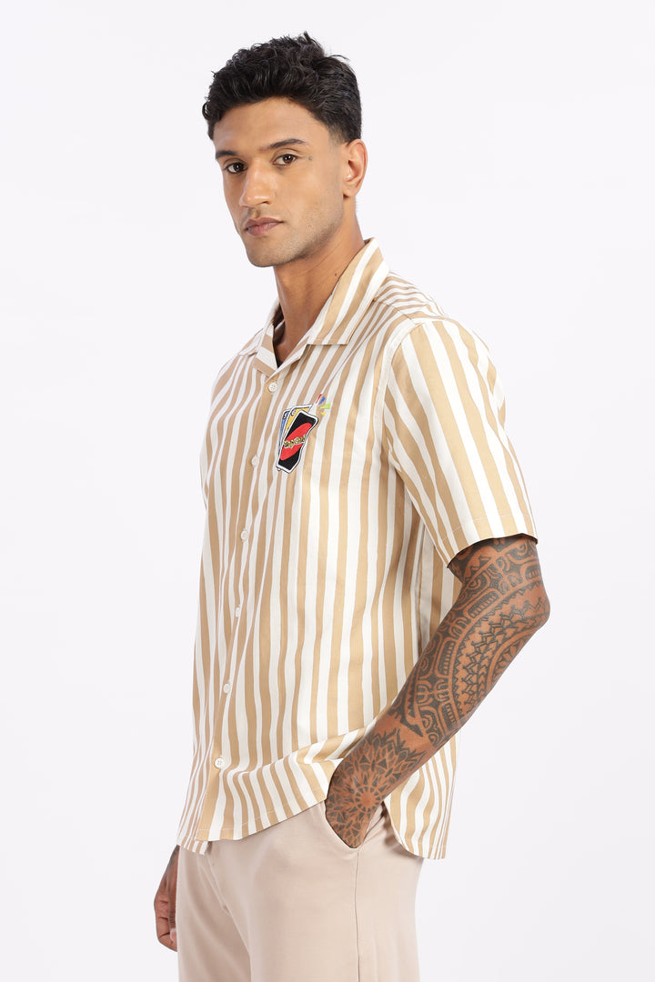 Cards: Brown Stripes Cuban Shirt