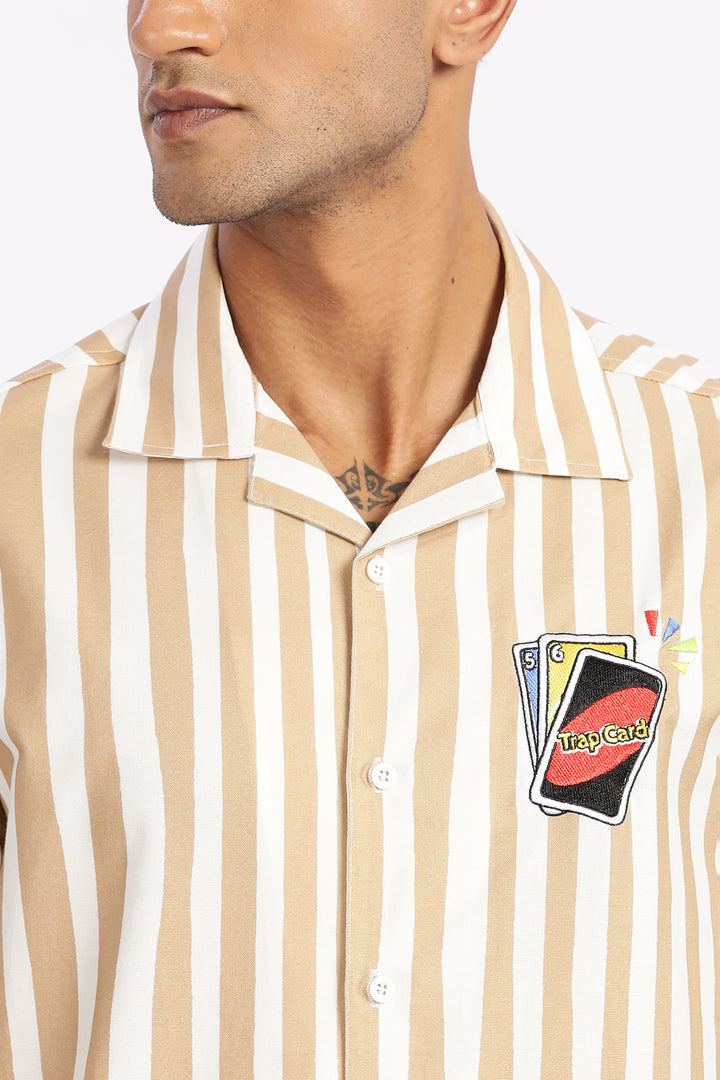 Cards: Brown Stripes Cuban Shirt