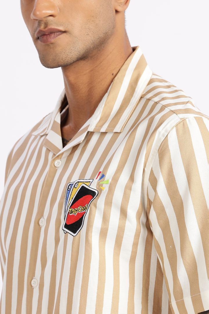 Cards: Brown Stripes Cuban Shirt