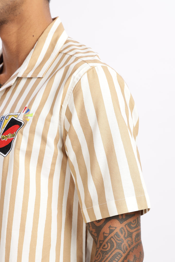 Cards: Brown Stripes Cuban Shirt