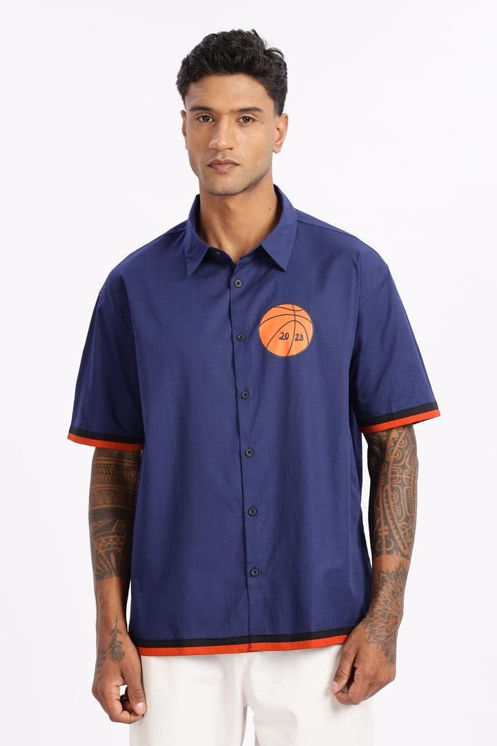 New york: Blue Oversized Shirt