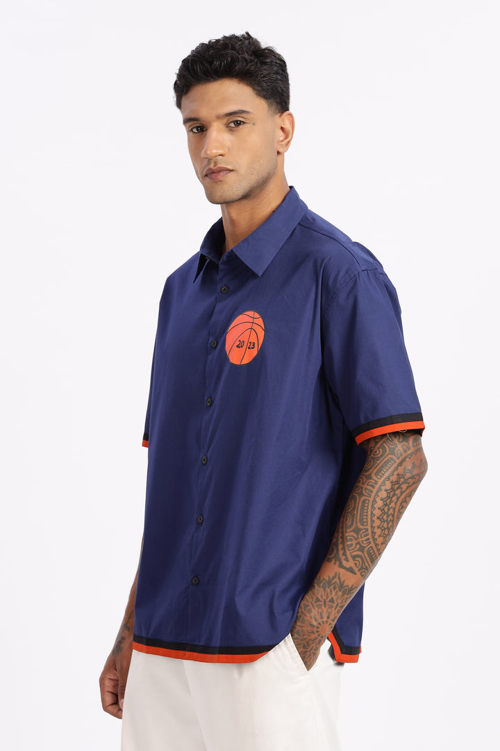 New york: Blue Oversized Shirt