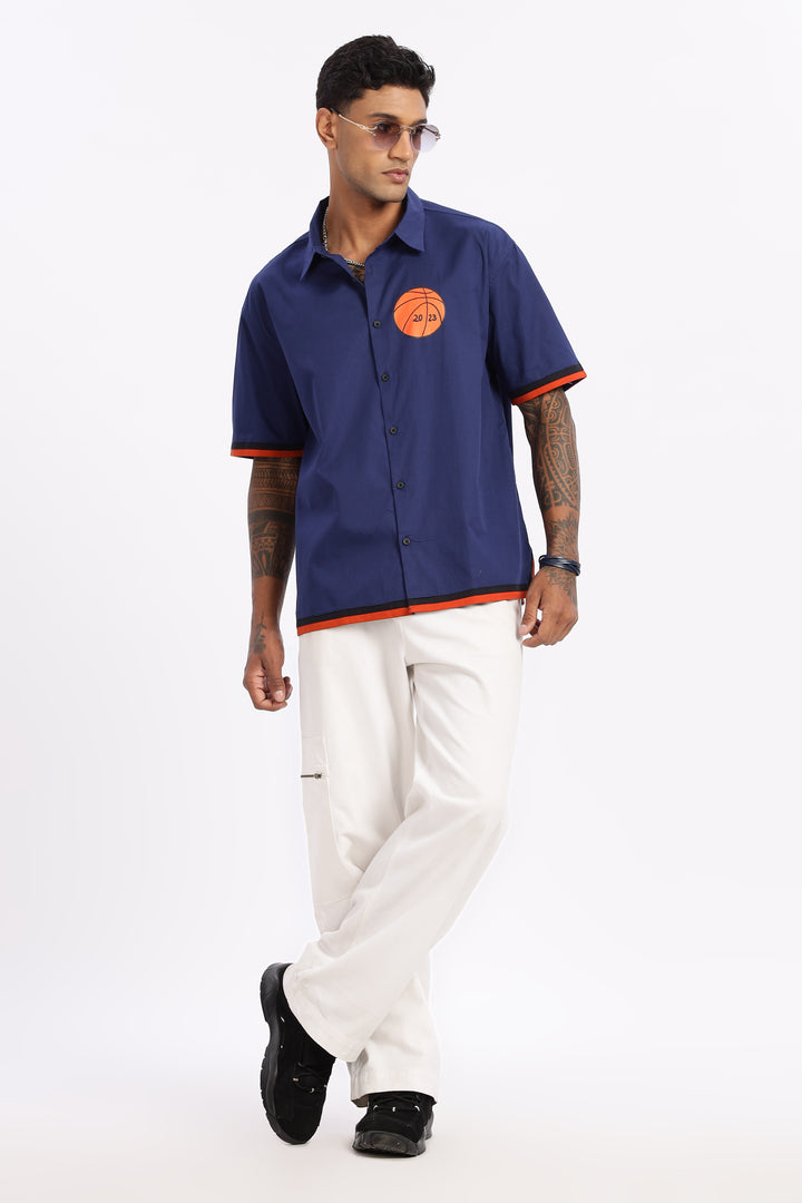 New york: Blue Oversized Shirt
