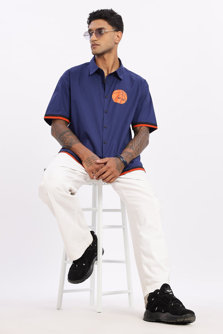New york: Blue Oversized Shirt