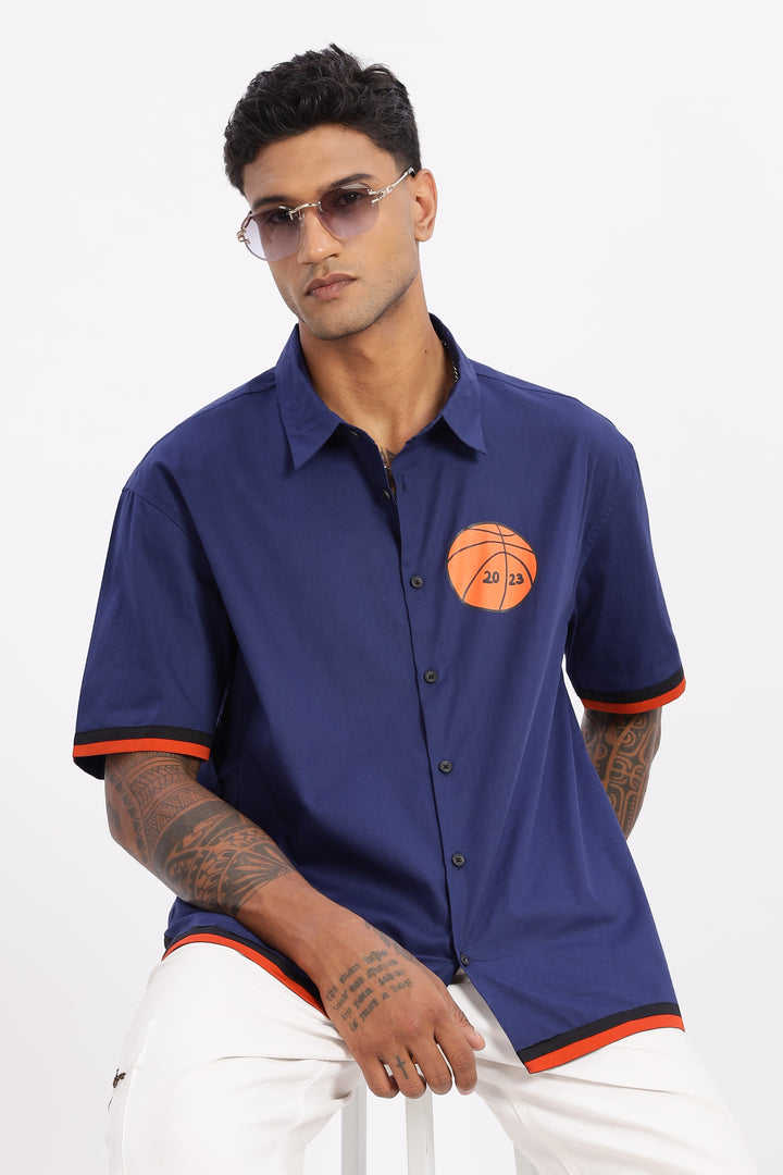 New york: Blue Oversized Shirt