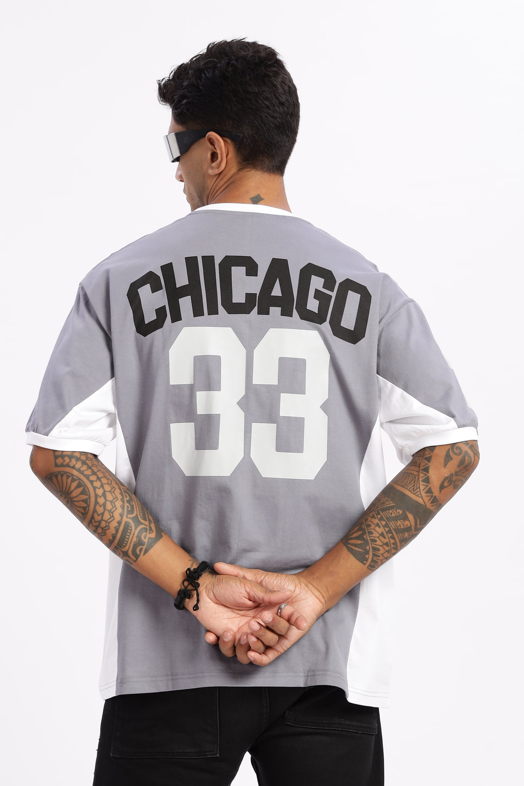 Chicago: Light Grey Oversized T-shirt