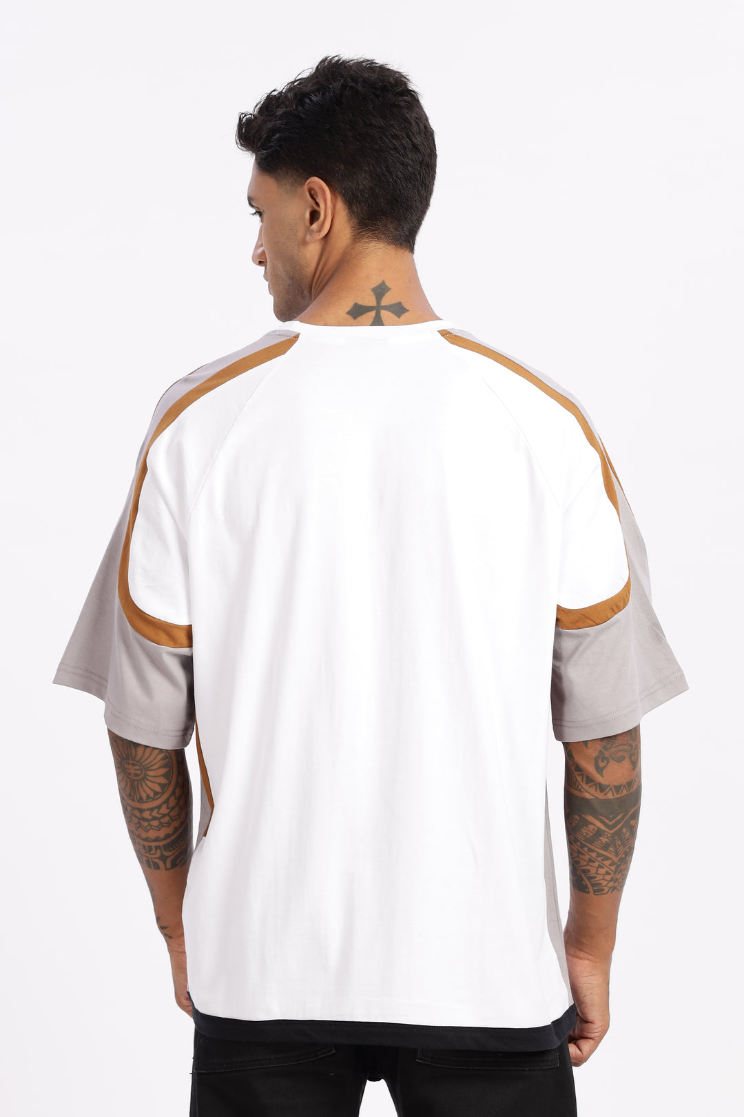 Cut & Sew White Oversized T-shirt