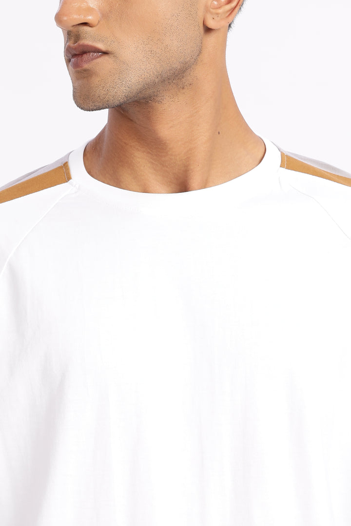 Cut & Sew White Oversized T-shirt