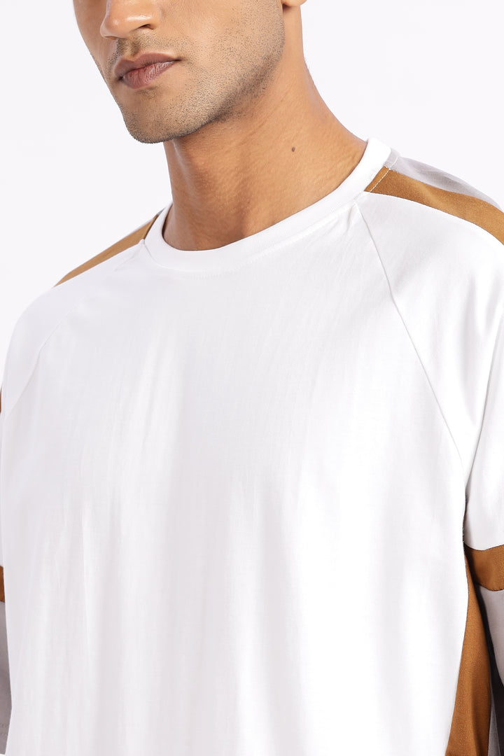 Cut & Sew White Oversized T-shirt