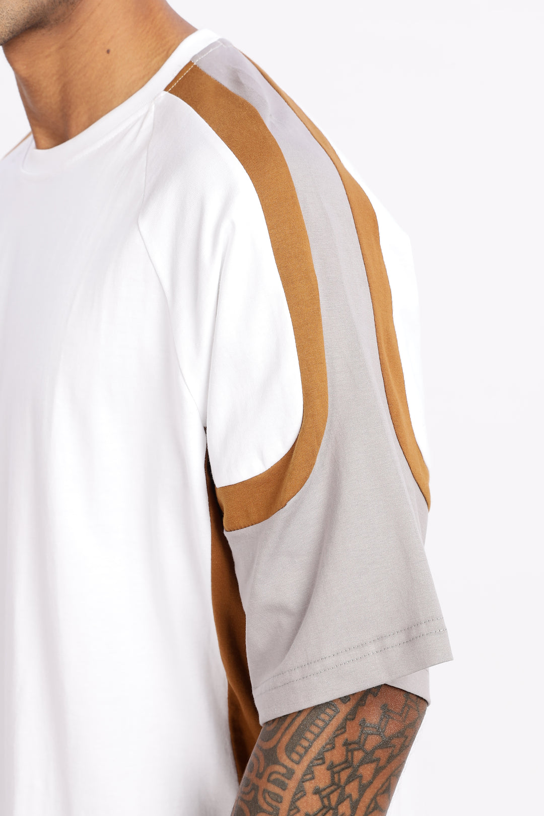 Cut & Sew White Oversized T-shirt