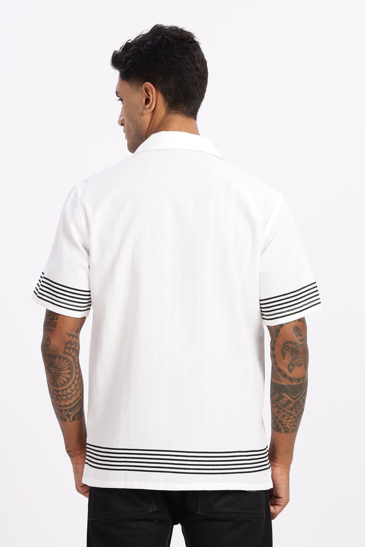 Elegant Black Stripes Cuban Shirt