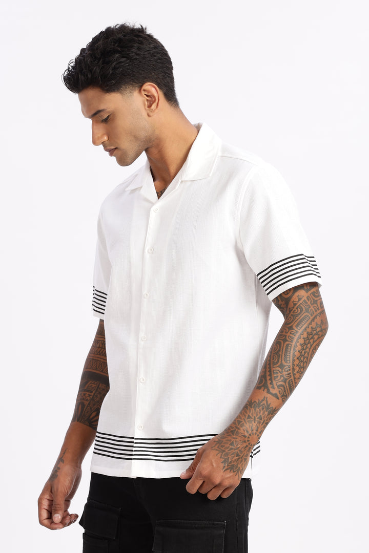 Elegant Black Stripes Cuban Shirt