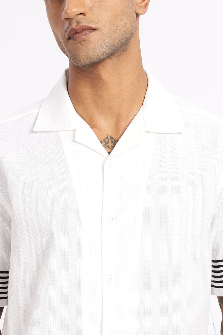 Elegant Black Stripes Cuban Shirt
