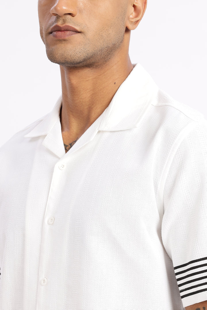 Elegant Black Stripes Cuban Shirt