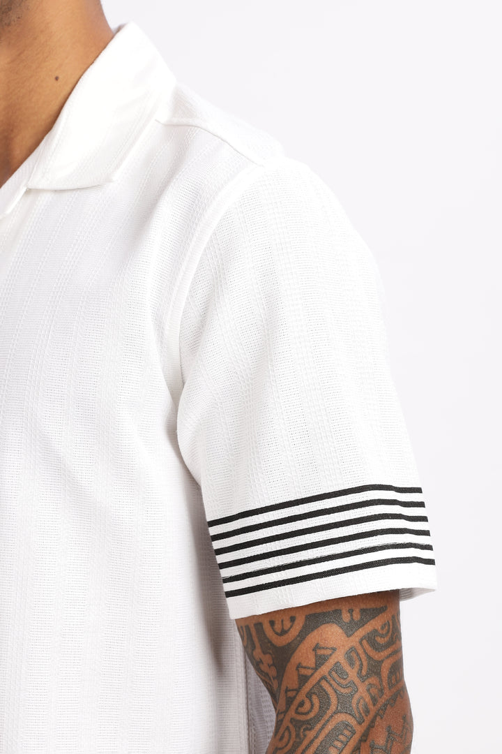 Elegant Black Stripes Cuban Shirt