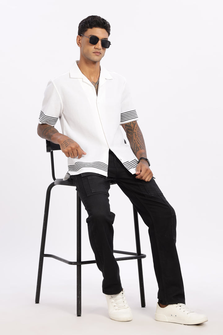 Elegant Black Stripes Cuban Shirt