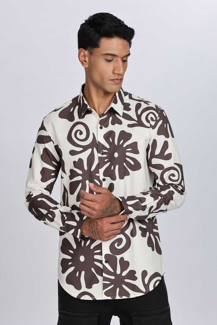 Abstract Floral Printed Shirt