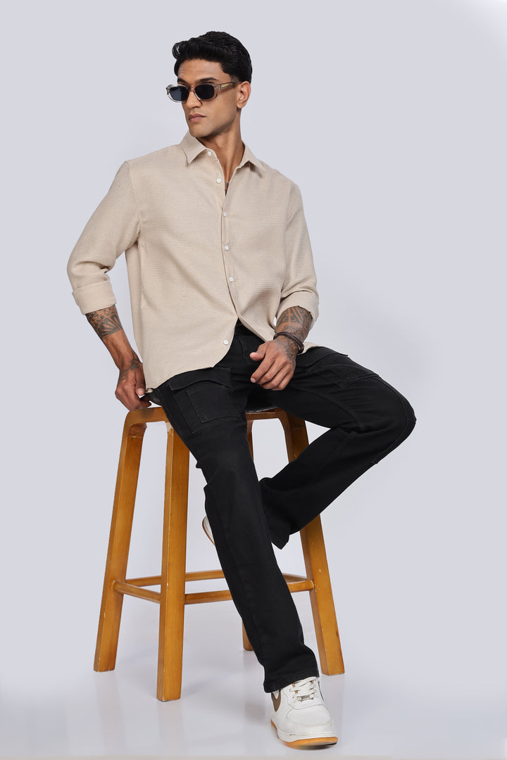 Solids: Beige Textured Fabric shirt