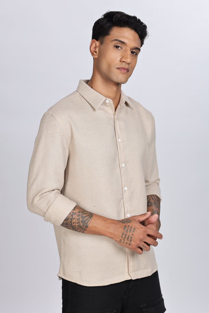 Solids: Beige Textured Fabric shirt