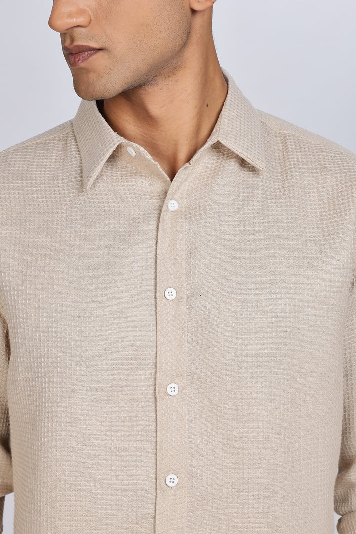 Solids: Beige Textured Fabric shirt