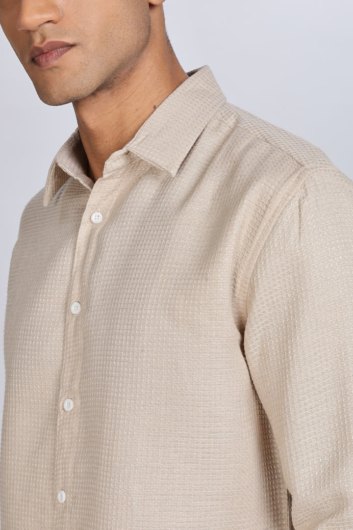 Solids: Beige Textured Fabric shirt