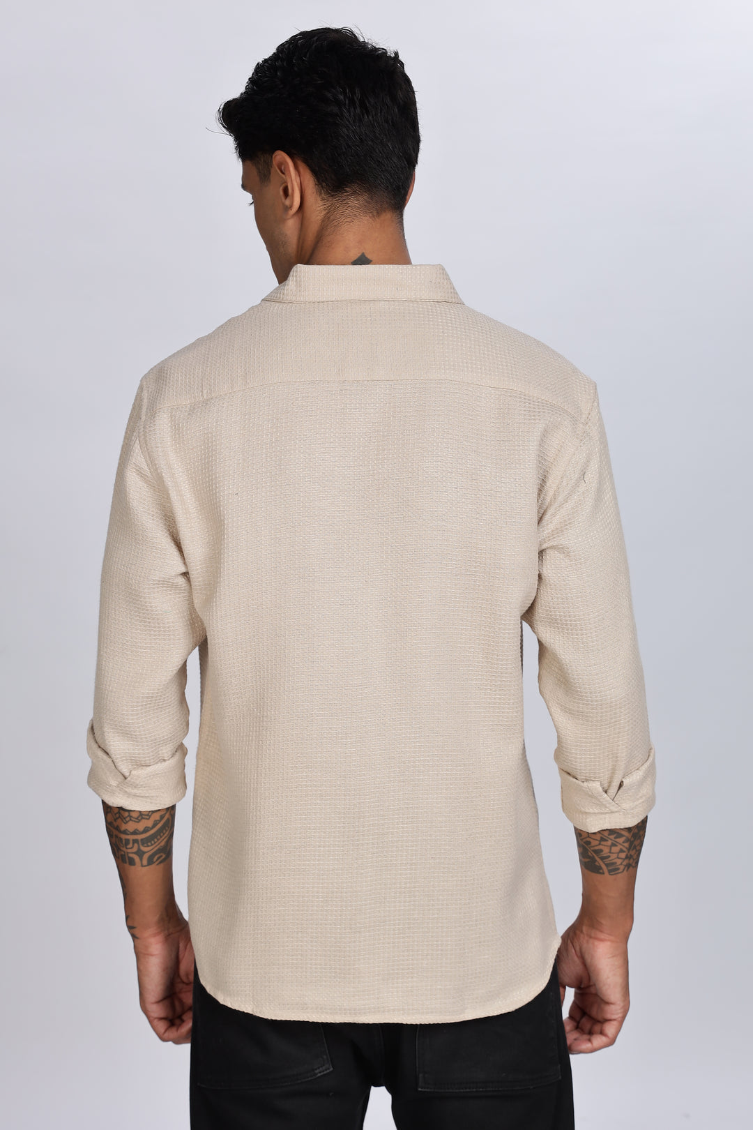 Solids: Beige Textured Fabric shirt