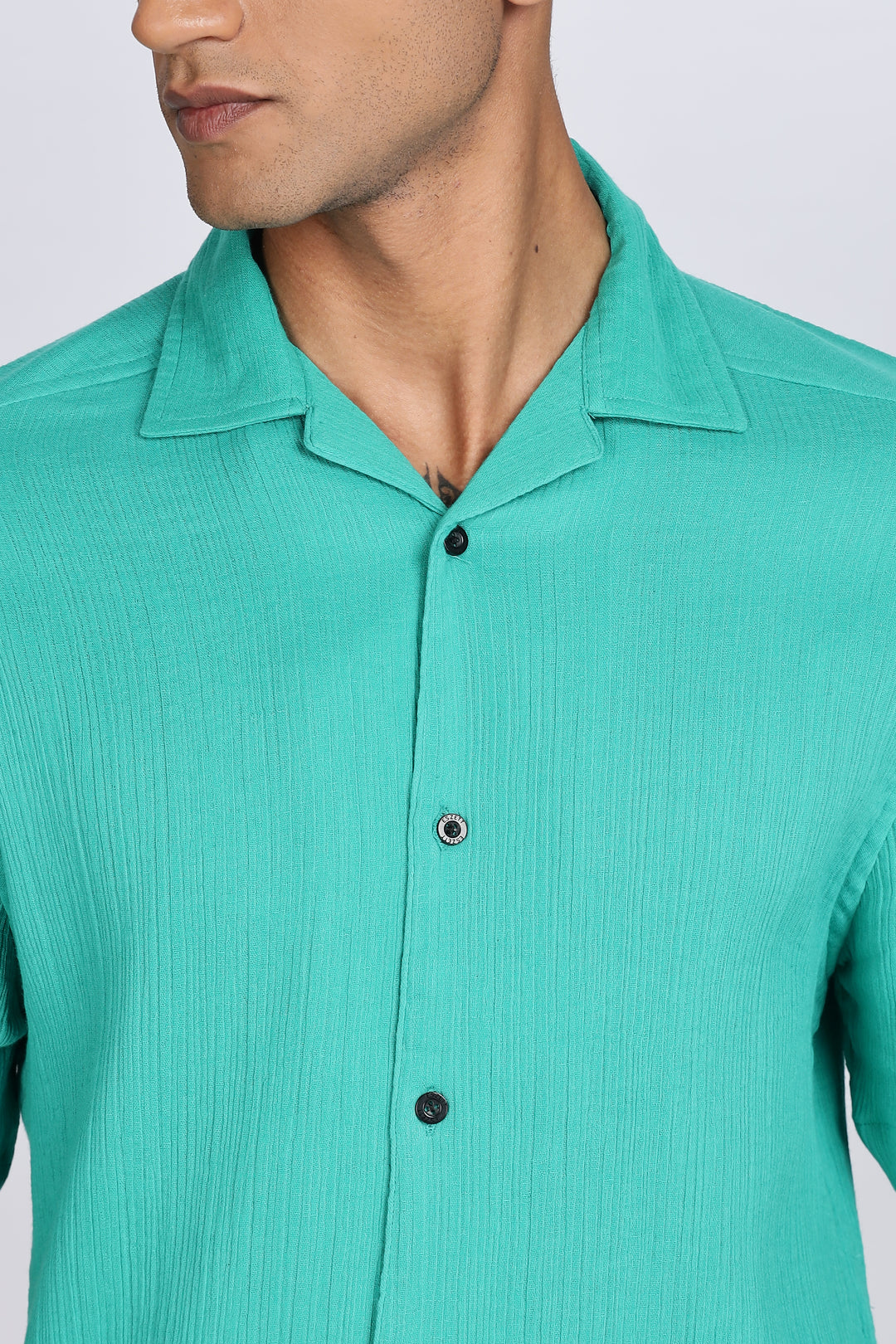 Green Crepe Cuban Shirt