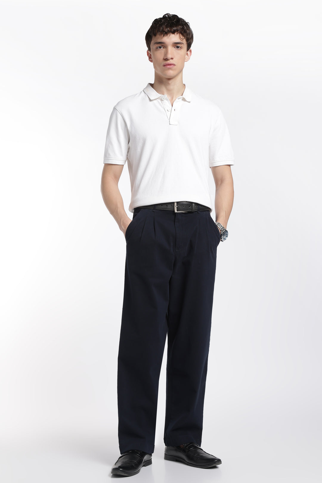 Korean Fit: Straight Fit Navy Pants